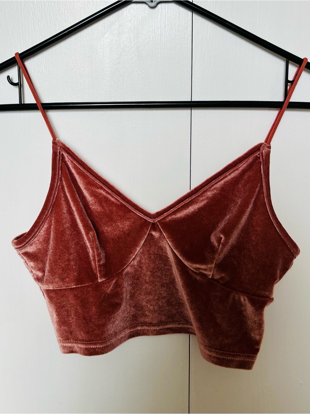 SHEIN Velvet Rust Pink Cropped Cami Tank Top